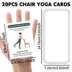 Chair Yoga Stretch Card Deck, 20 Portable Seated Movement Cards