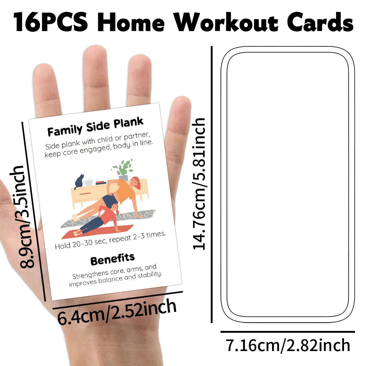 Home Workout Card Deck, 16 No-Equipment Movement Cards