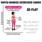 Resistance Band Workout Card Deck, 30 Illustrated Exercise Cards