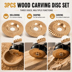 3PCS Tungsten Carbide Wood Carving Disc Set for Angle Grinders（Flat, curved, and inclined surfaces）