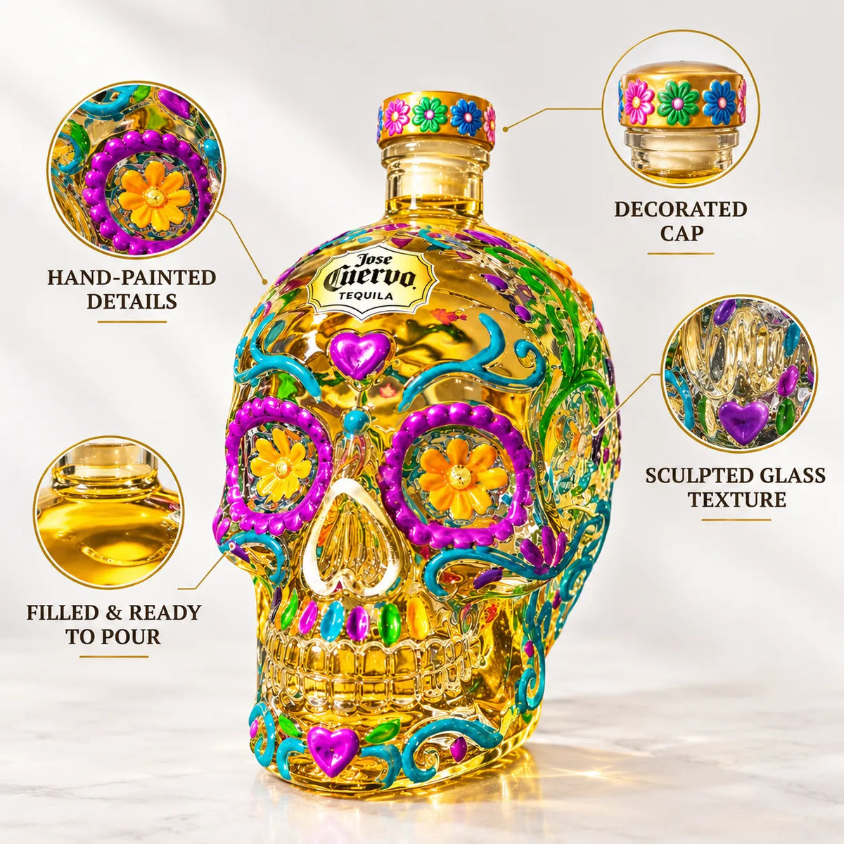Skull Tequila Bottle – Colorful Collector’s Gift Box🎁