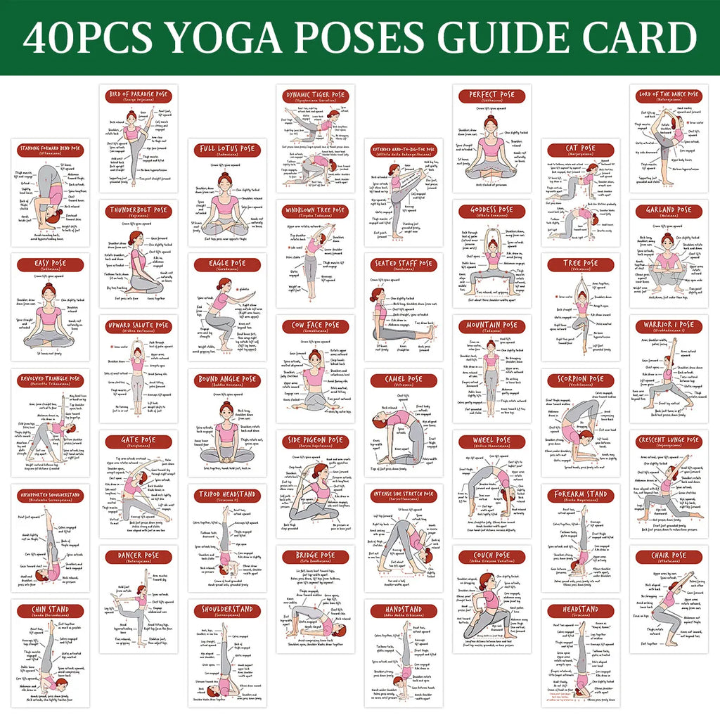 Yoga Basics Flash Card Deck, 40 Illustrated Beginner Movement Cards