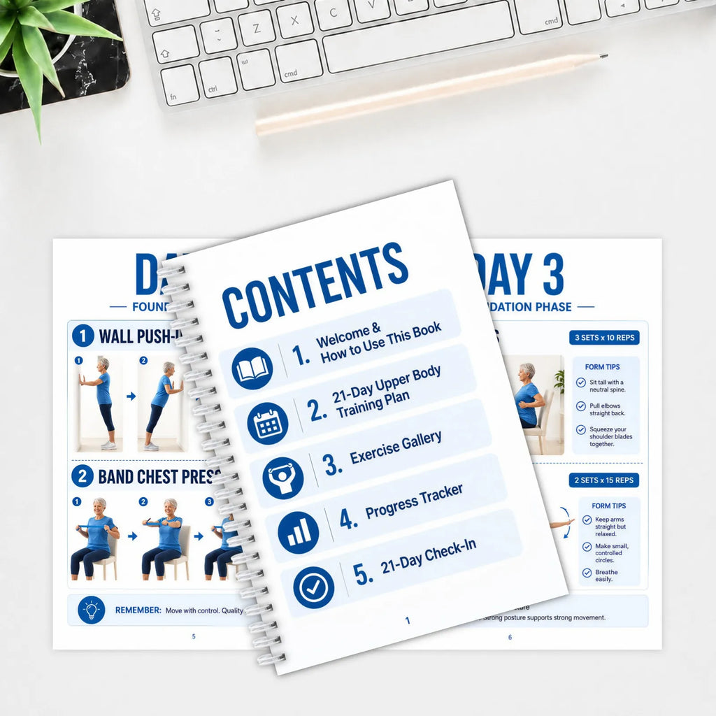 Upper Body Training Planner, Illustrated Workout & Progress Guide