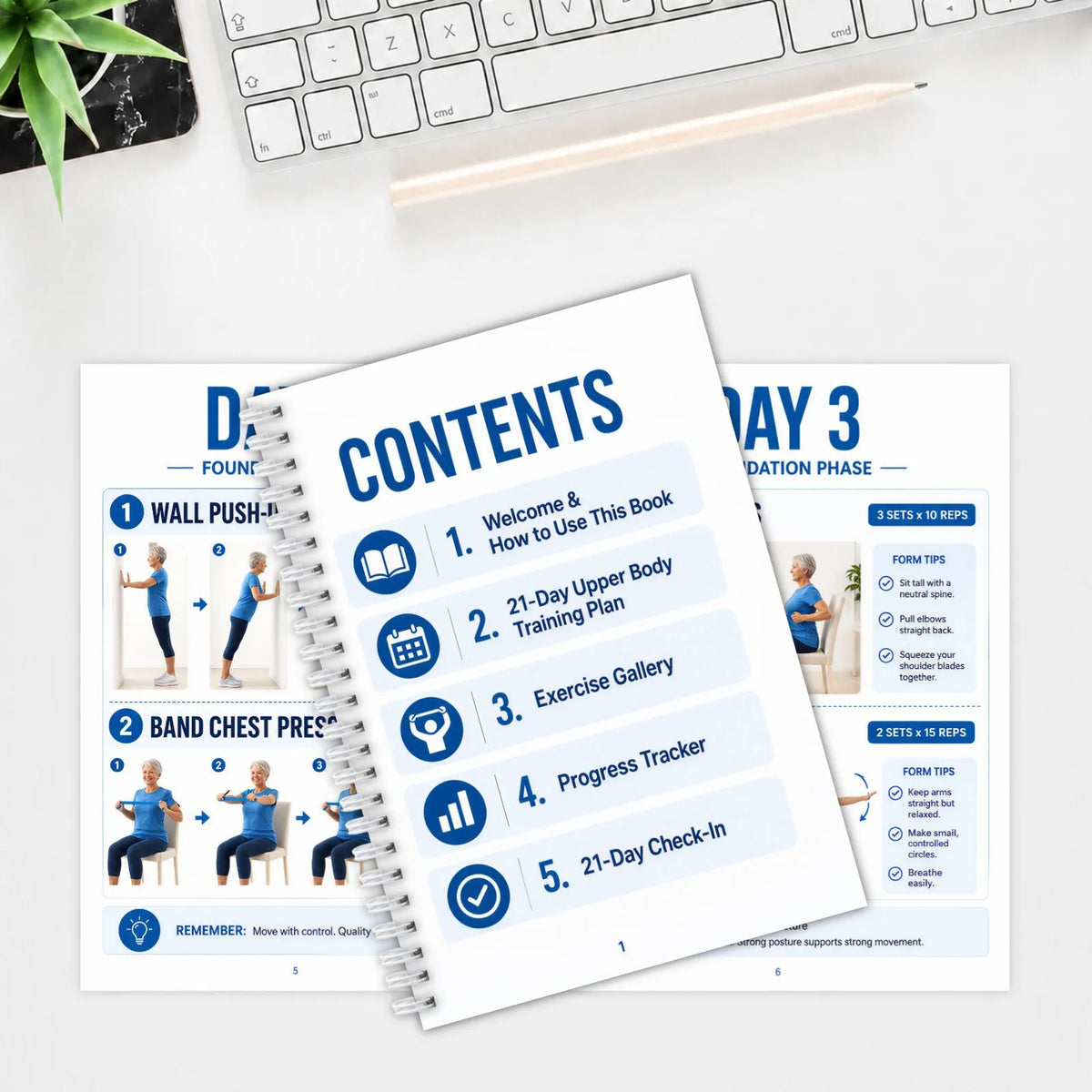 Upper Body Training Planner, Illustrated Workout & Progress Guide