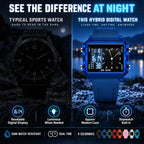 Water-Resistant Transparent Digital Watch – 50M, luminous display & hybrid design