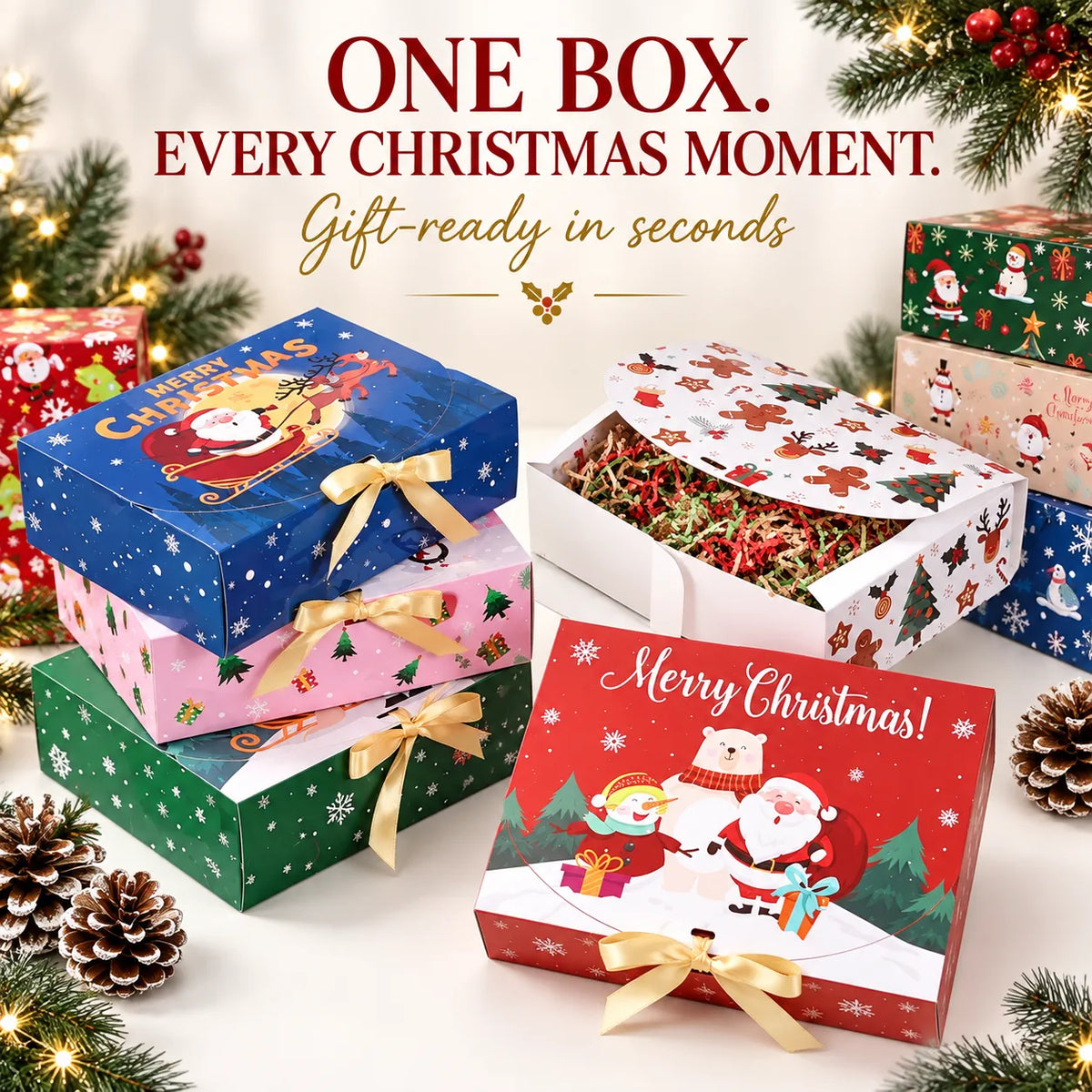 🎄Christmas Square Ribbon Gift Boxes🎁