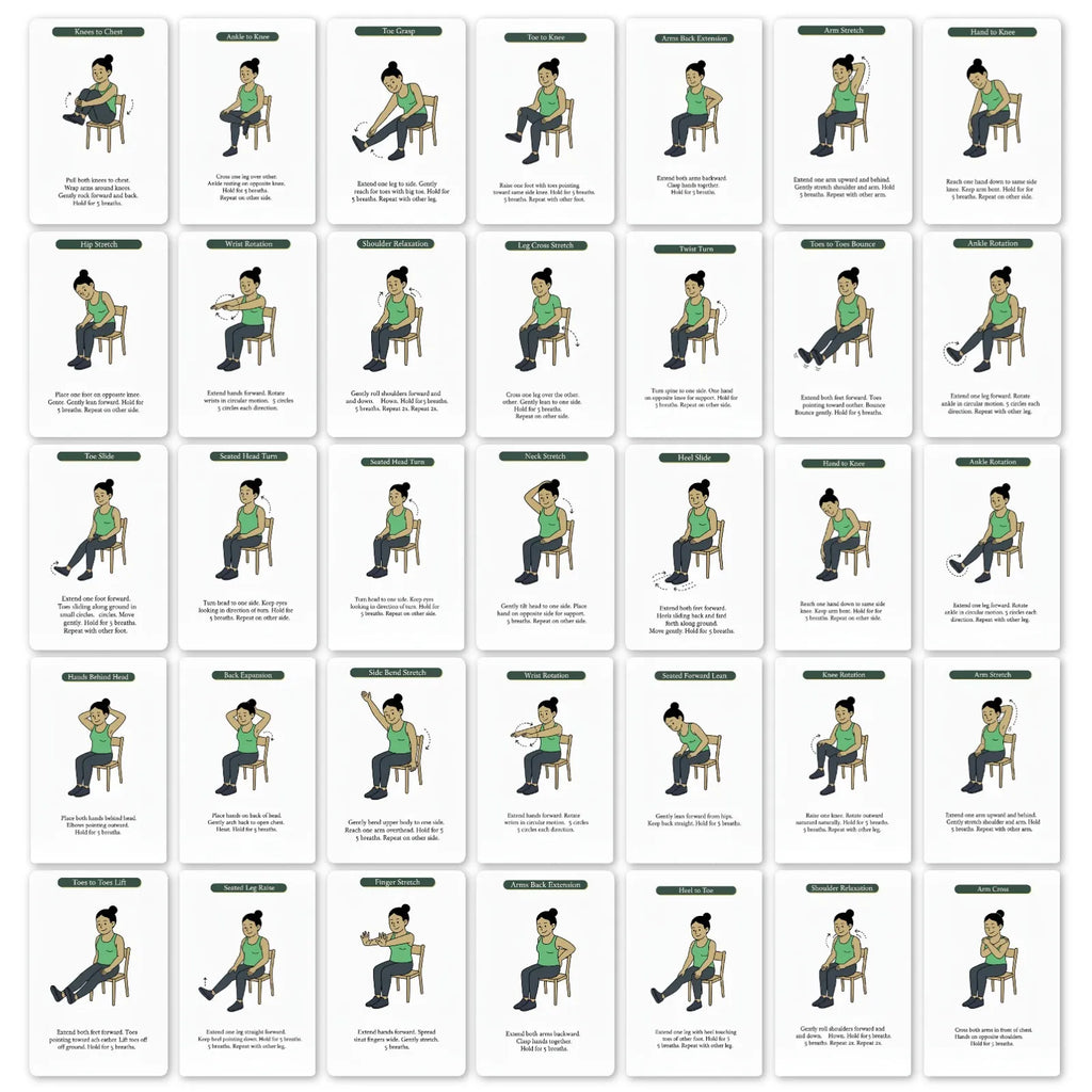 36 Portable Chair Yoga Stretch Cards