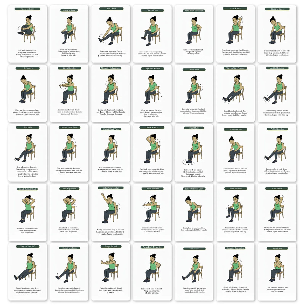 36 Portable Chair Yoga Stretch Cards