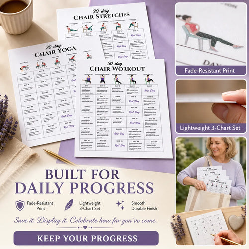 3-in-1 30-Day Chair Exercise Poster Set(10 x 8 inches)
