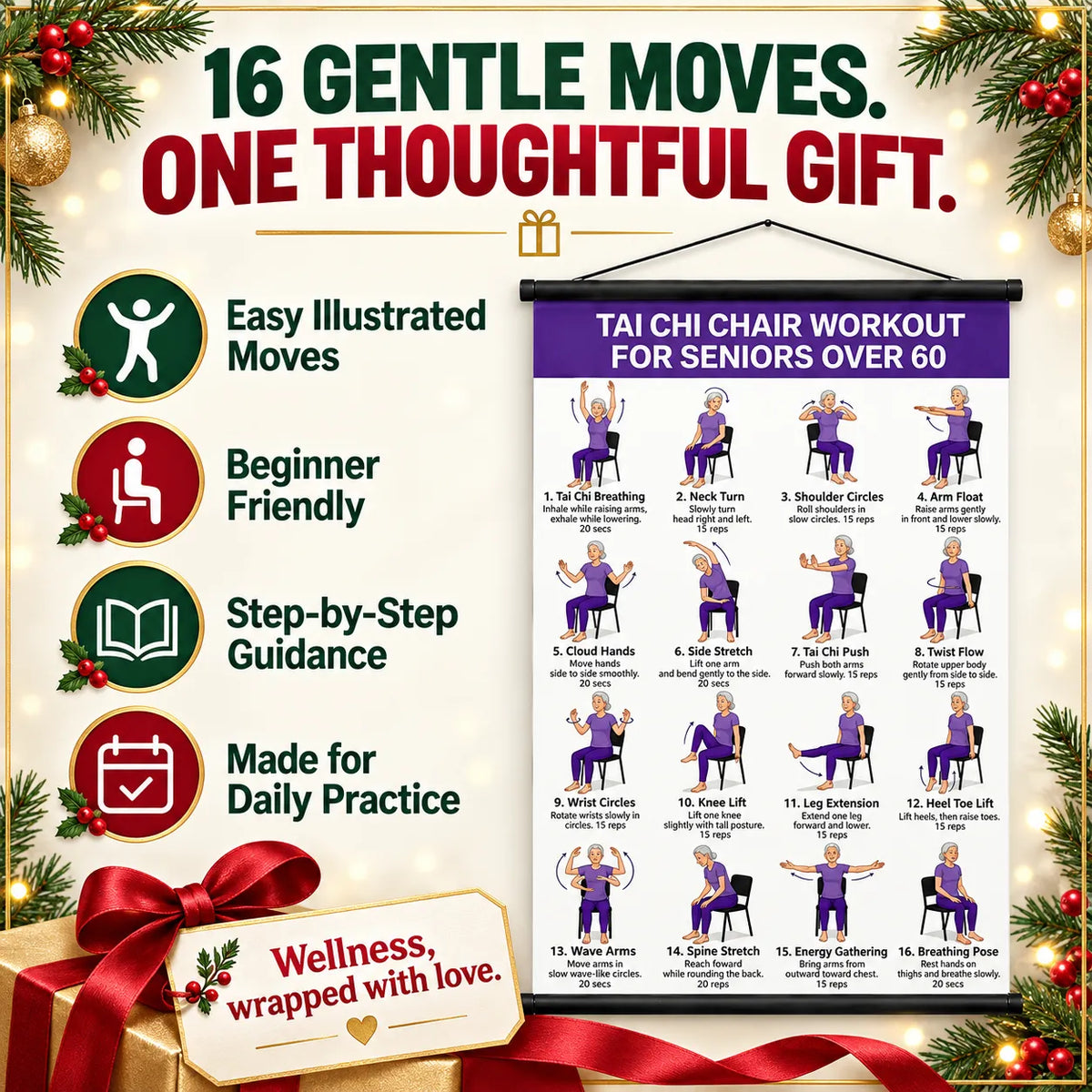 Gentle Tai Chi for Seniors: Seated & Standing Exercises——(16 x 24 inches)
