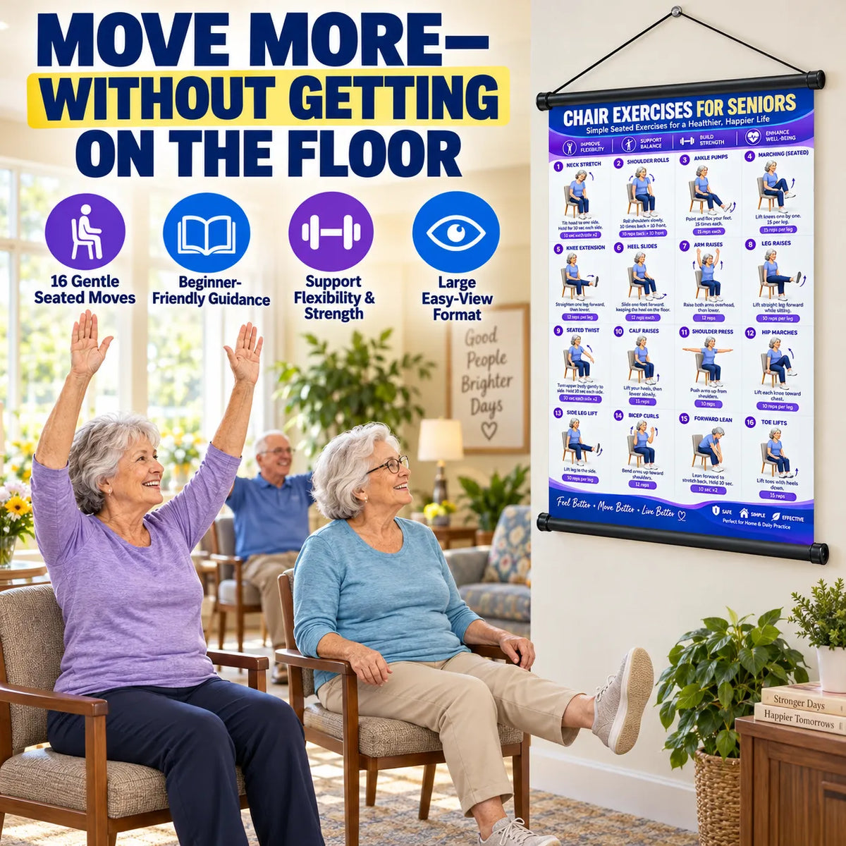 Chair Exercise Wall Chart for Seniors —(16 x 24 inches)