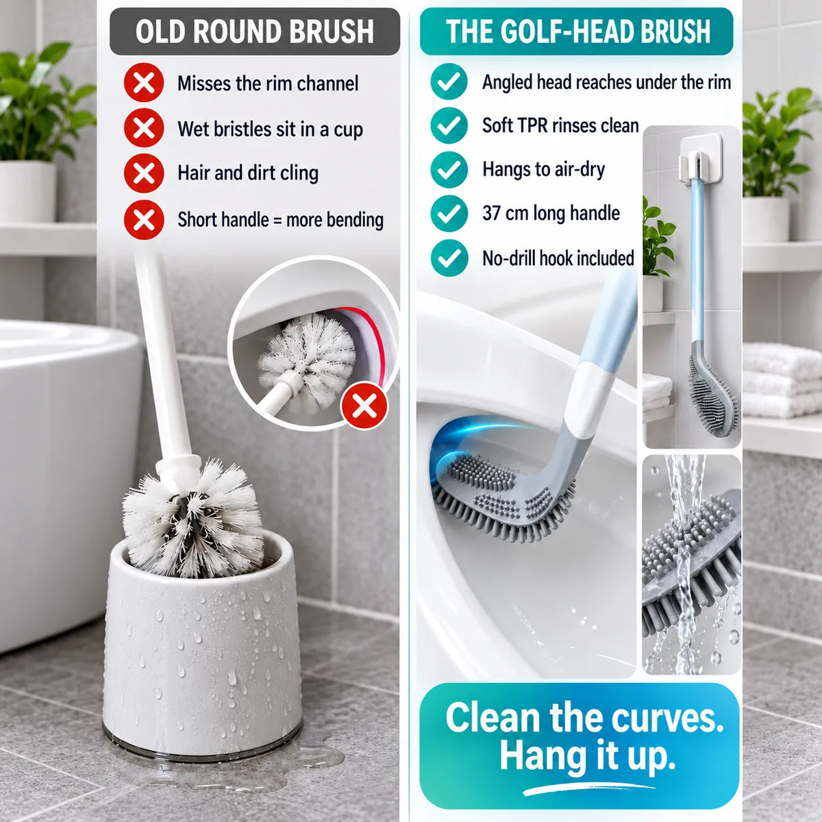 Golf brush head toilet brush