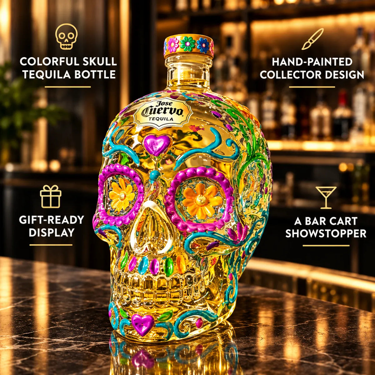 Skull Tequila Bottle – Colorful Collector’s Gift Box🎁