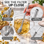 2‑in‑1 Tea Filter Spoon Straw | Free Cleaning Brush Included