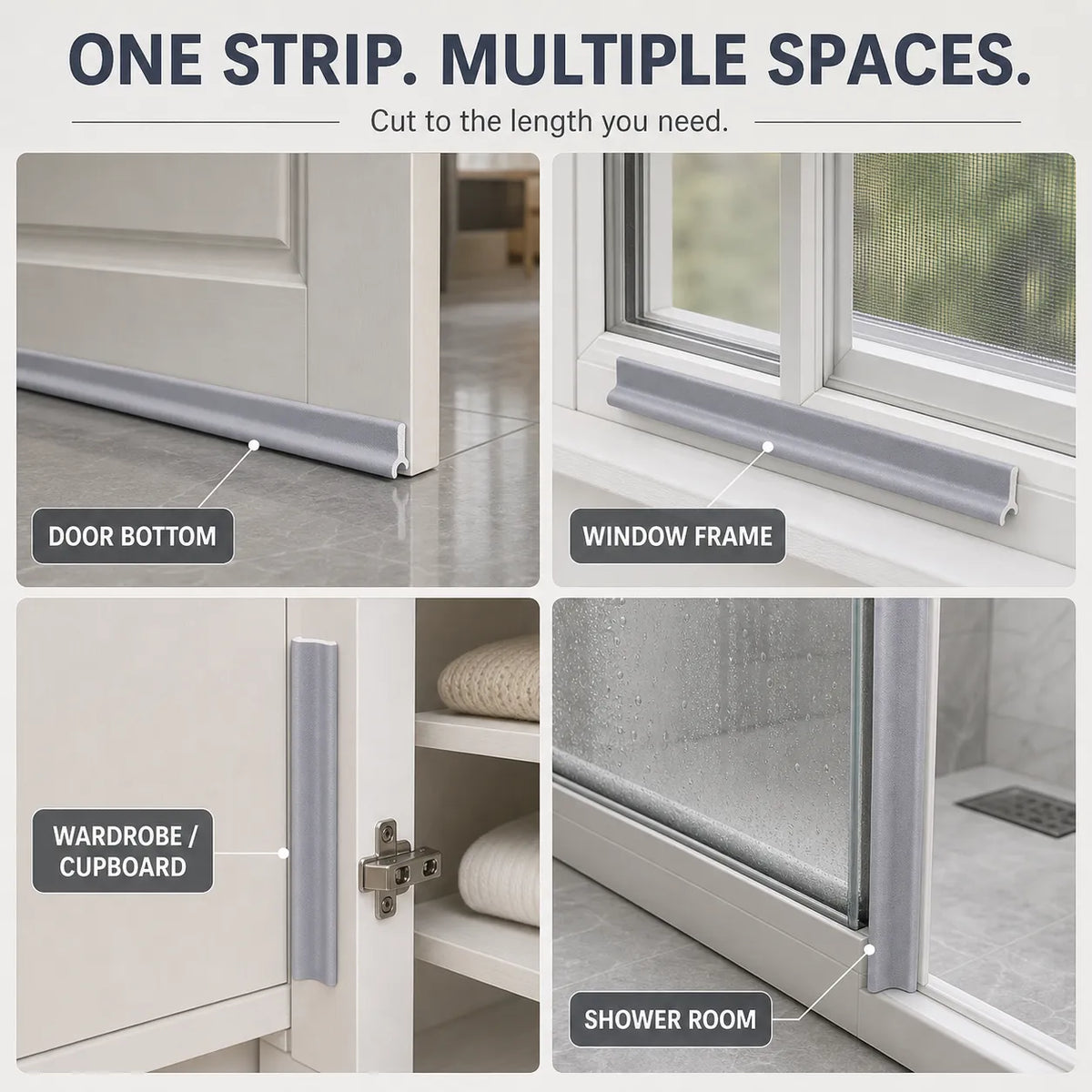 Self-Adhesive Weather Seal Strip, 5m Foam Door & Window Draft Stopper