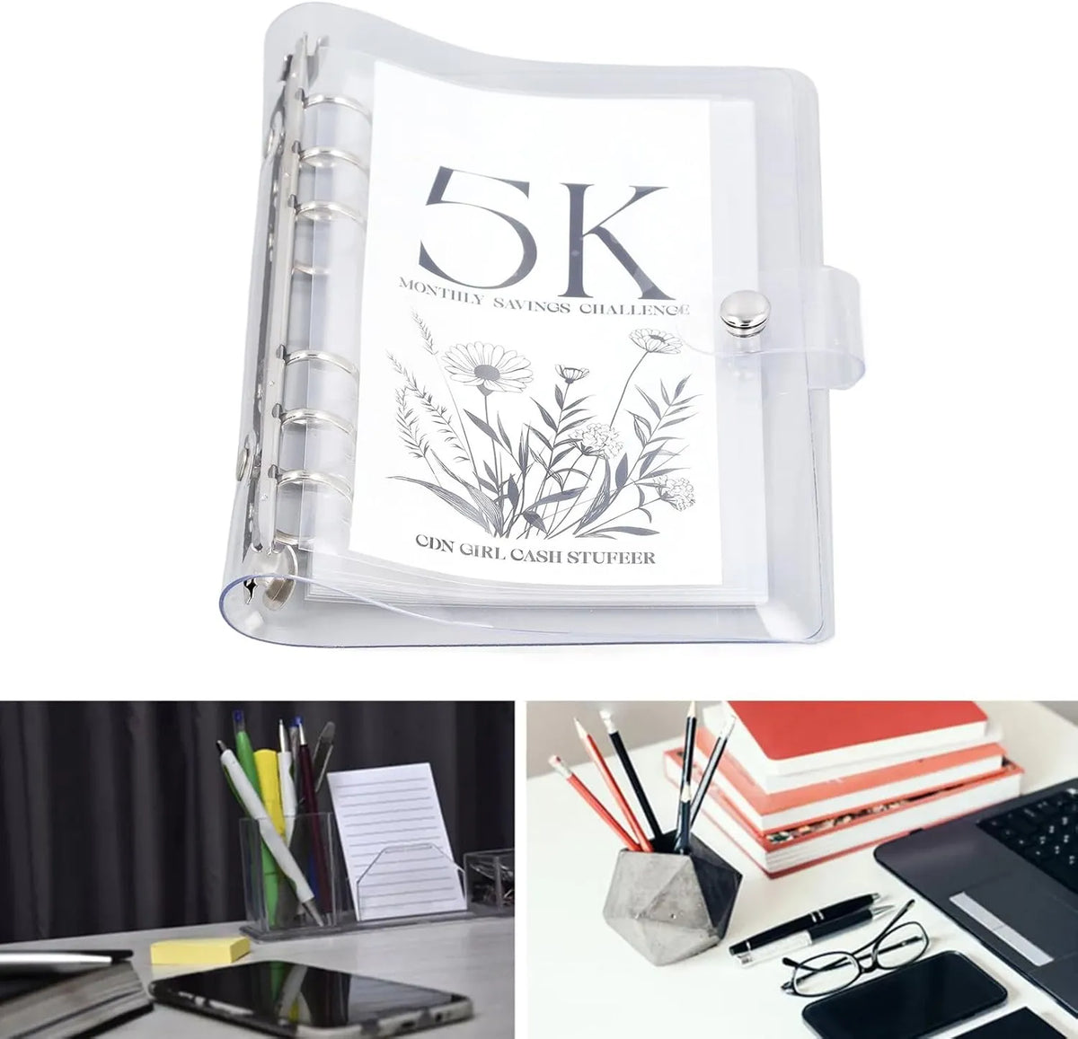 A6 12-Month Money Saving Binder — Cash Envelope Savings Challenge Planner
