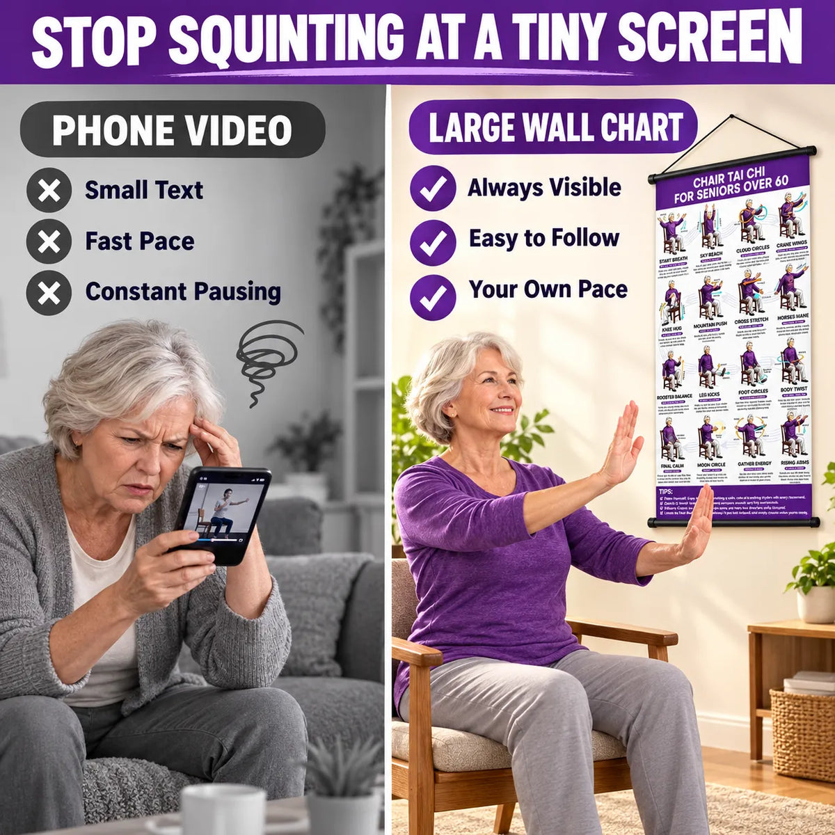 Chair Tai Chi Training Wall Chart —(16 x 24 inches)
