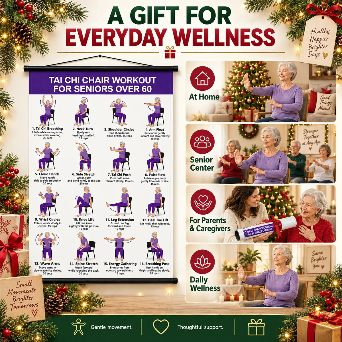 Gentle Tai Chi for Seniors: Seated & Standing Exercises——(16 x 24 inches)