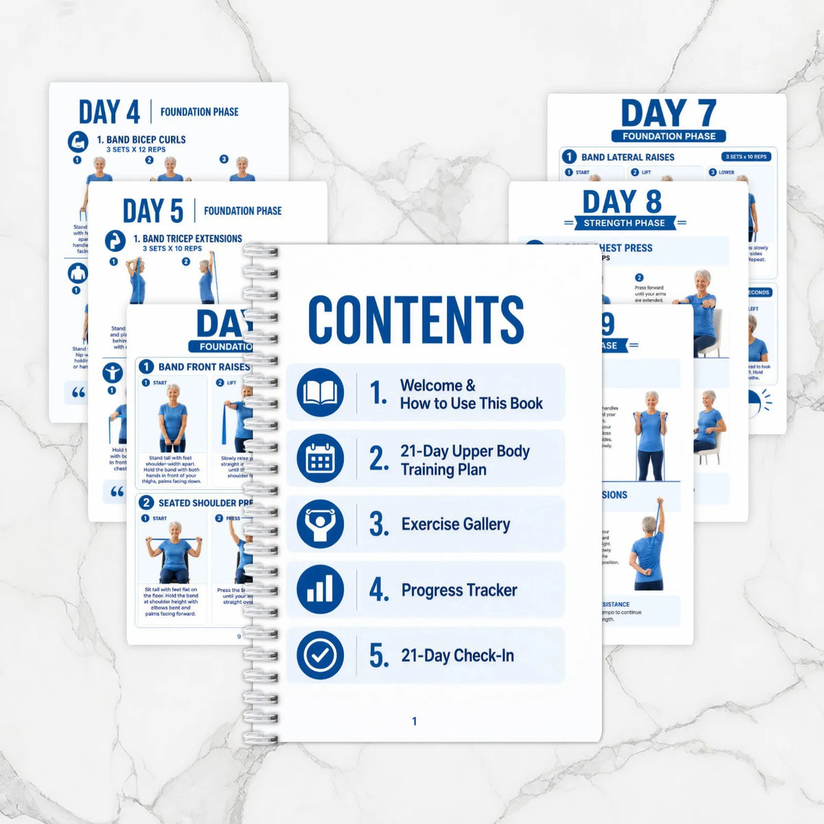 Upper Body Training Planner, Illustrated Workout & Progress Guide