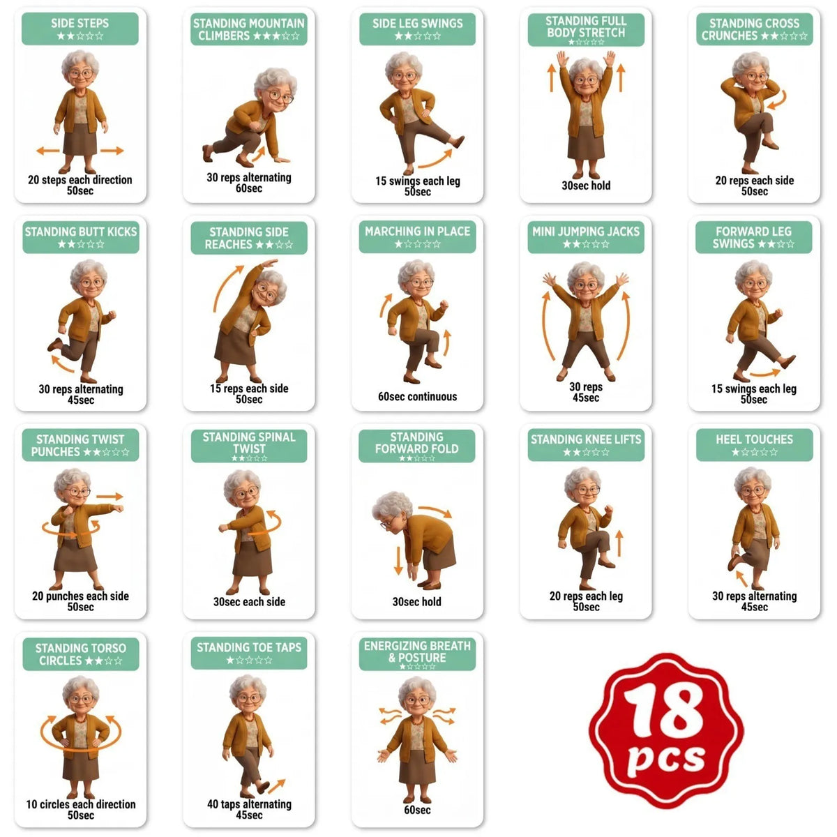 Low-Intensity Health Exercise Training Cards