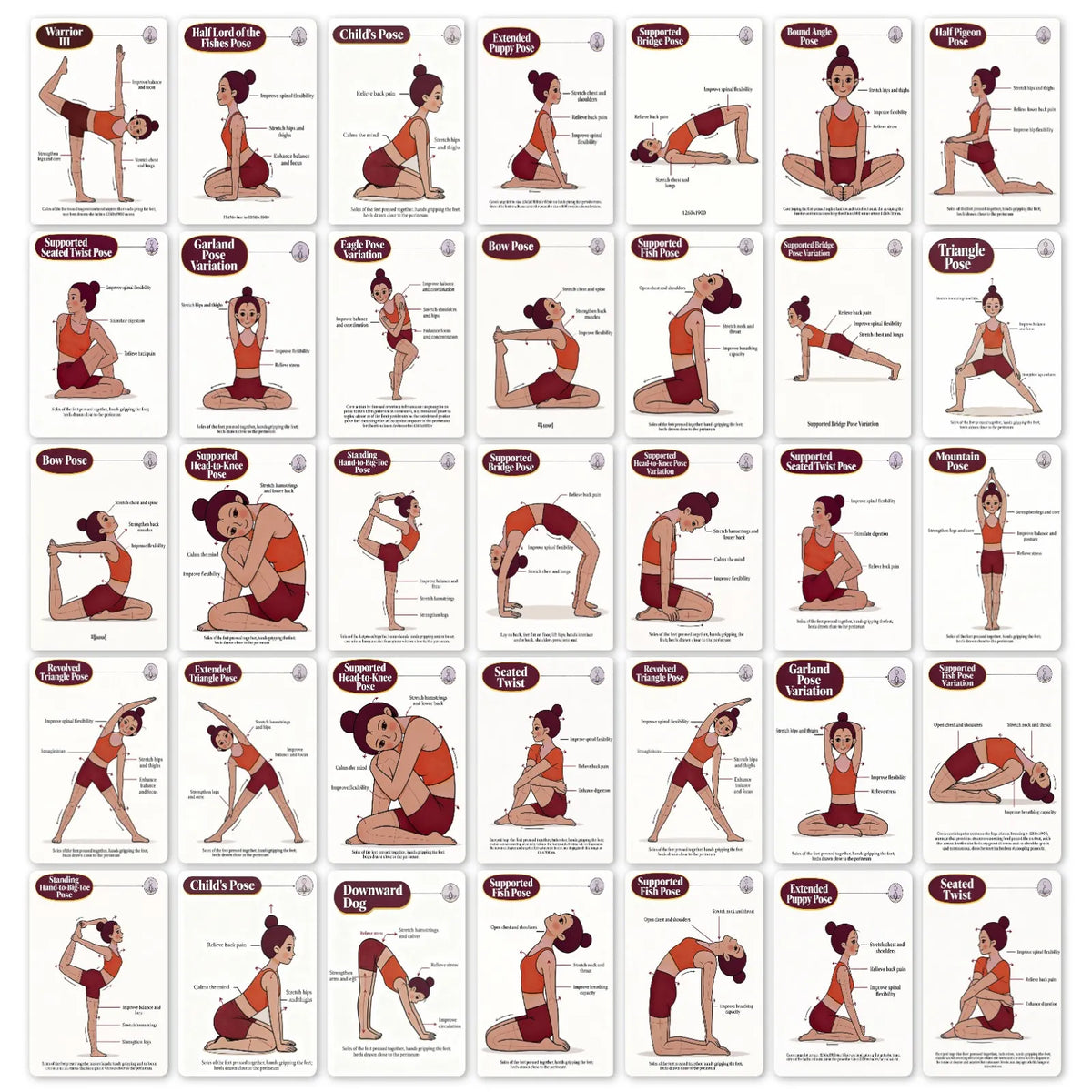 36 Portable Yoga Teaching Cards