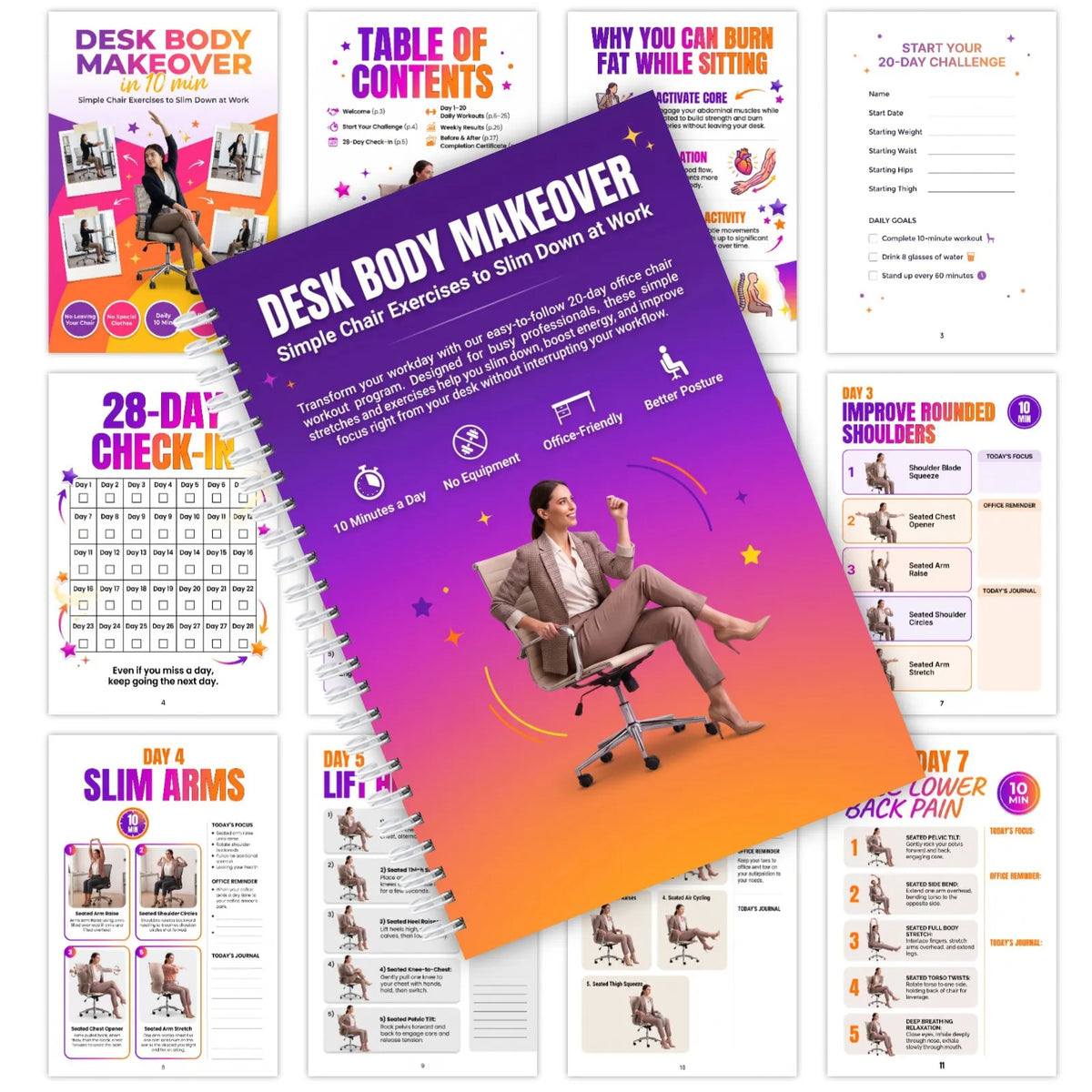 Office Chair Body Shaping Book, Gentle Everyday Movement Guide