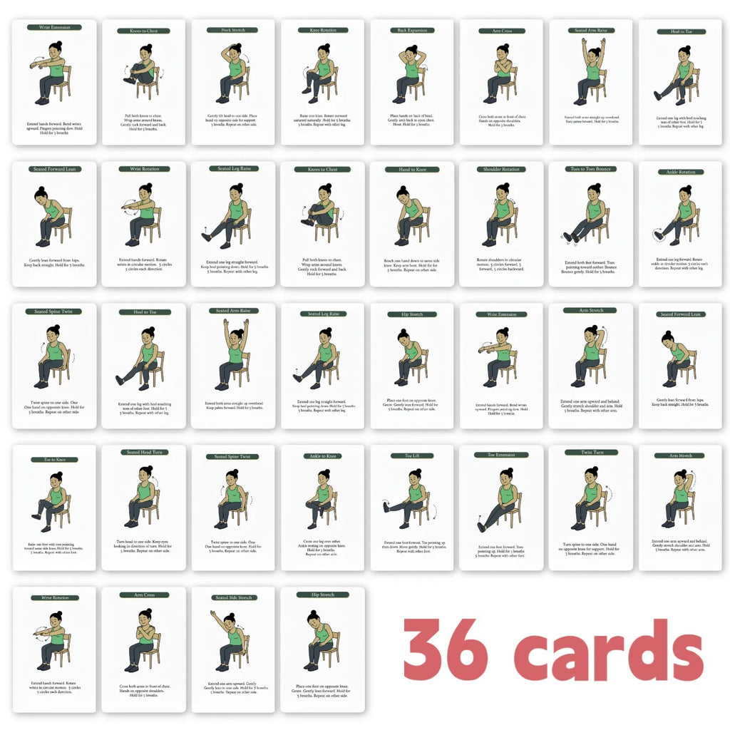 36 Portable Chair Yoga Stretch Cards