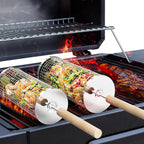 Heavy Duty Rolling Grill Basket Set | No More Food Falling Through