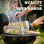 Heavy Duty Rolling Grill Basket Set | No More Food Falling Through