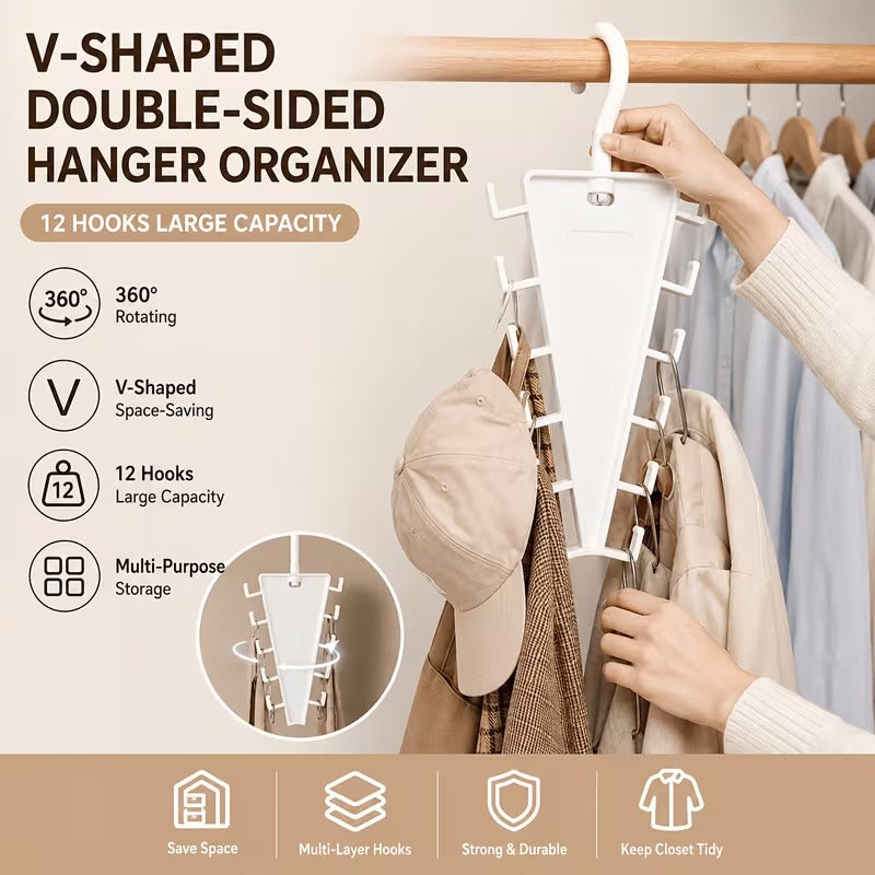 Multi-Functional V-Shaped Double Sided Hanger Storage Rack