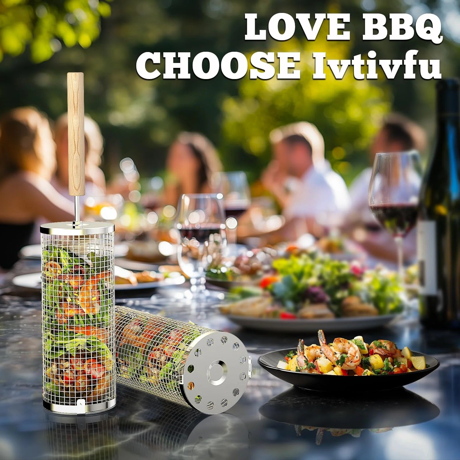 Heavy Duty Rolling Grill Basket Set | No More Food Falling Through
