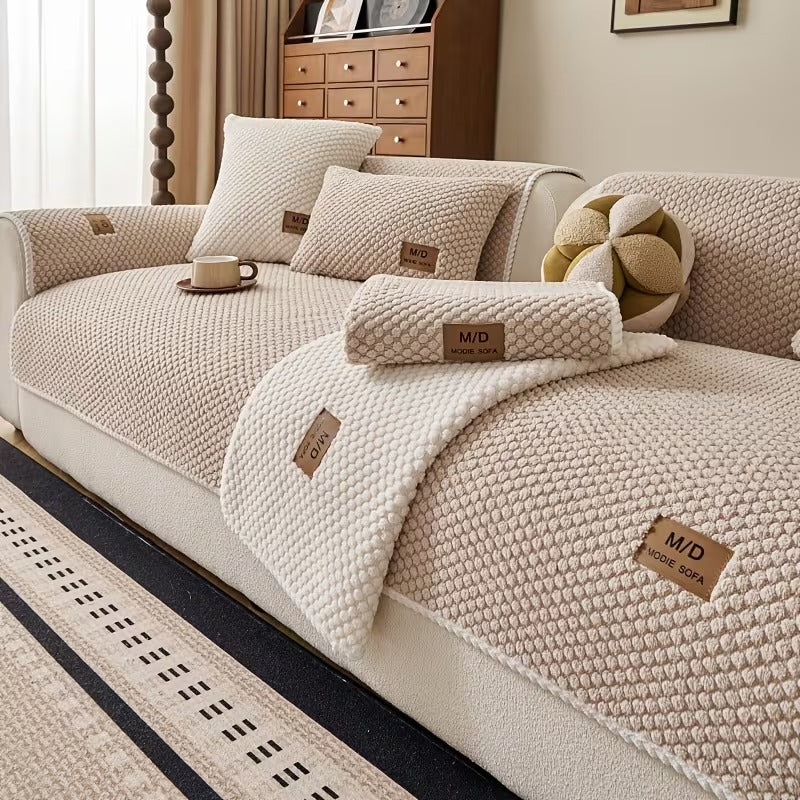 Plush Fleece Sofa Cushion Cover-Cushions not included.