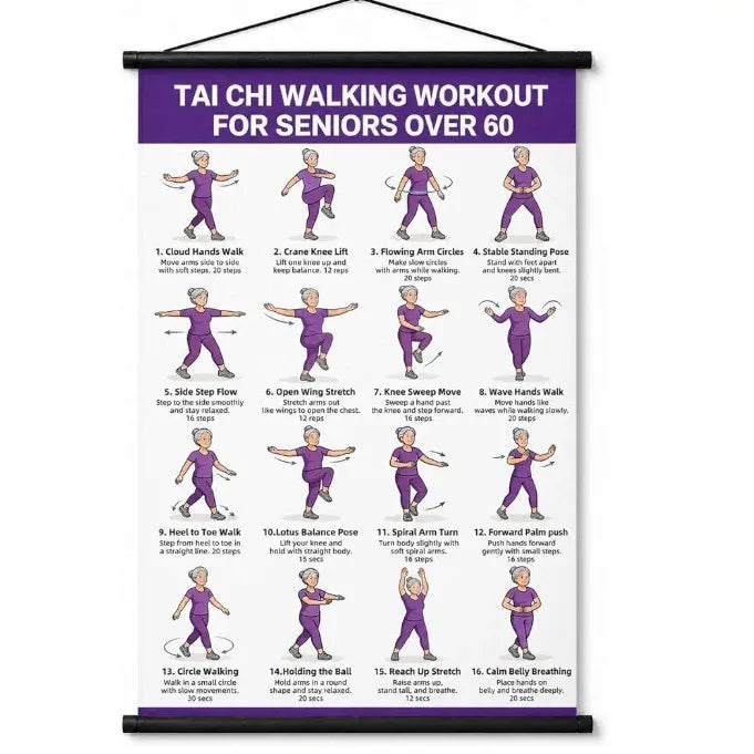 🔥Tai Chi Chair Workout Chart for Seniors (16 x 24 inches)