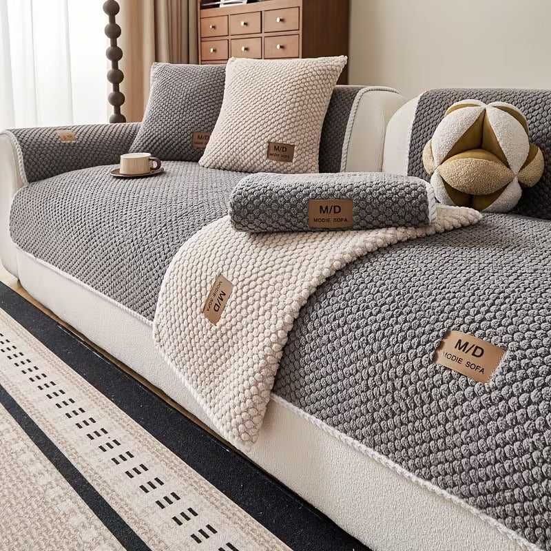 Plush Fleece Sofa Cushion Cover-Cushions not included.