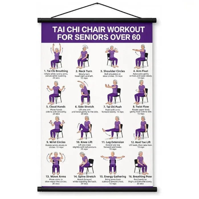 🔥Tai Chi Chair Workout Chart for Seniors (16 x 24 inches)