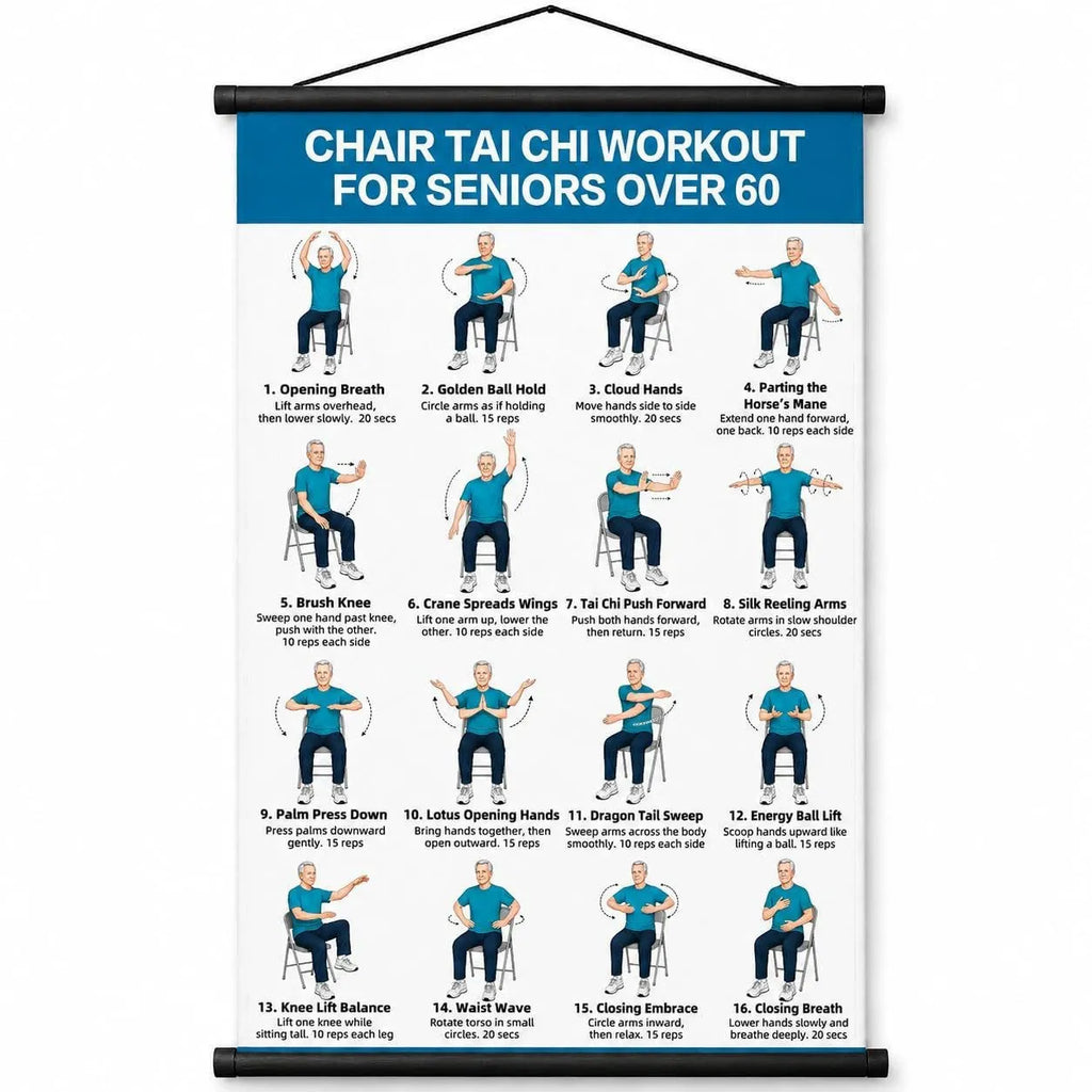 🔥Tai Chi Chair Workout Chart for Seniors (16 x 24 inches)