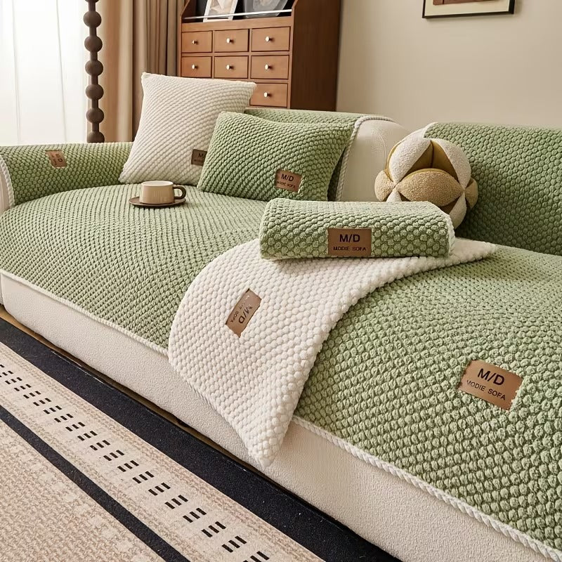 Plush Fleece Sofa Cushion Cover-Cushions not included.