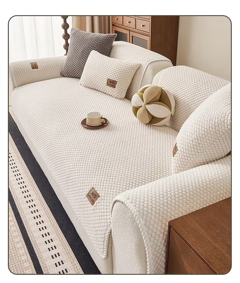 Plush Fleece Sofa Cushion Cover-Cushions not included.