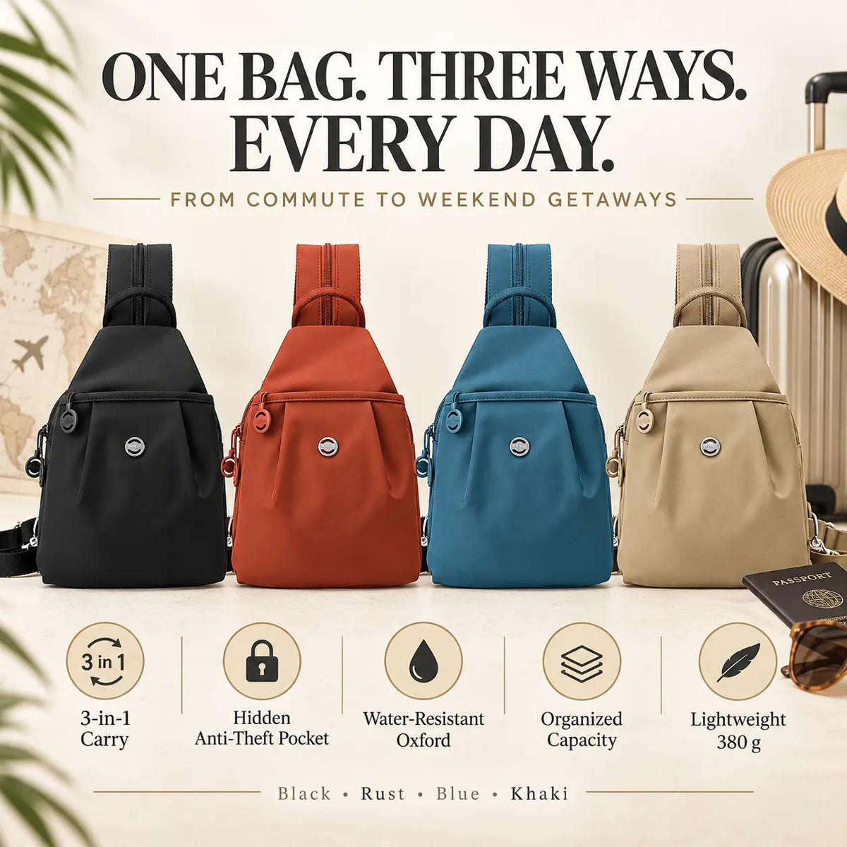 Premium 3 in 1 Anti-Theft Travel Tote Bag🎒