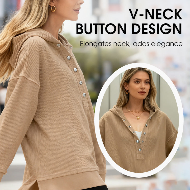 Women's Fashion V-Neck Long Sleeve Hoodie