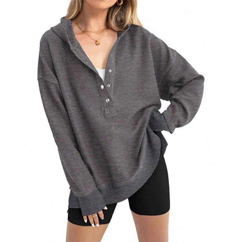 Women's Fashion V-Neck Long Sleeve Hoodie