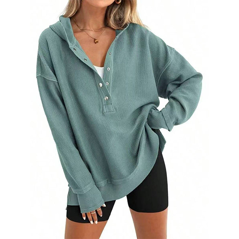 Women's Fashion V-Neck Long Sleeve Hoodie