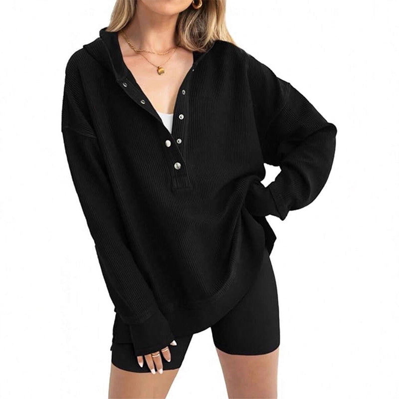 Women's Fashion V-Neck Long Sleeve Hoodie