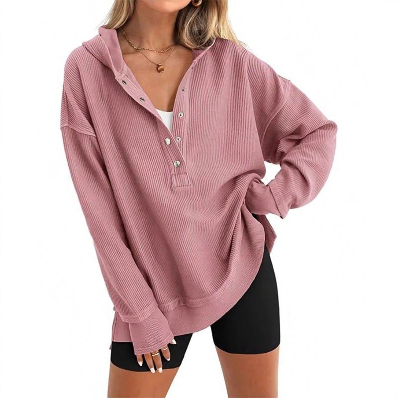 Women's Fashion V-Neck Long Sleeve Hoodie