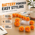 LED string lights with artificial marigold flowers