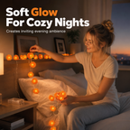LED string lights with artificial marigold flowers