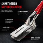 Extended handle and control details of stainless food clip