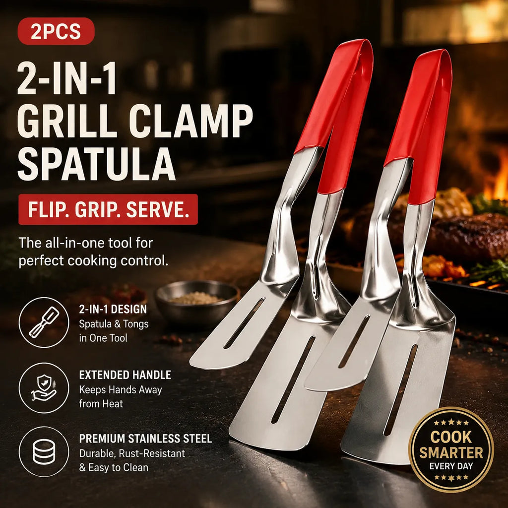 VSSAL 2-piece stainless steel food clip and grill tongs