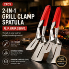 VSSAL 2-piece stainless steel food clip and grill tongs