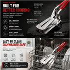 Slotted stainless food clip and dishwasher-safe construction